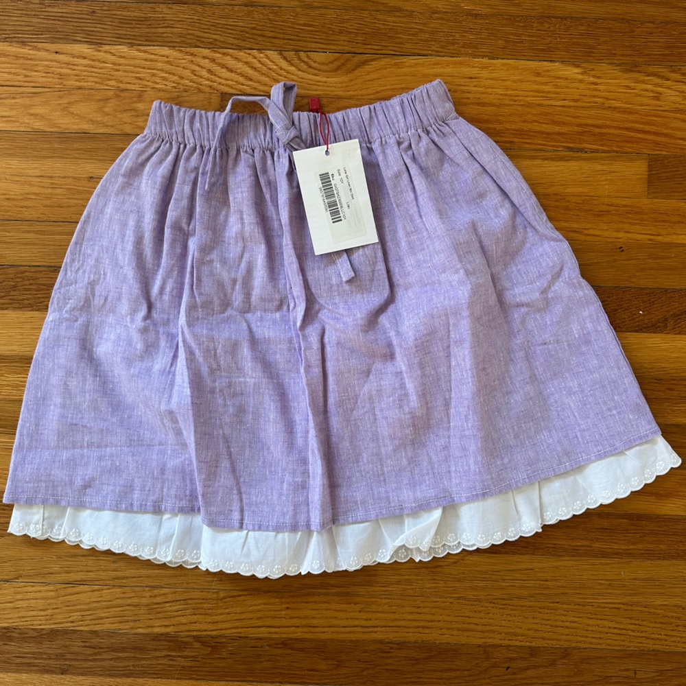 La Coqueta Lilac Skirt with White Lace Trim